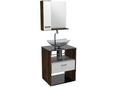 Gabinete para Banheiro de Vidro com Cuba e Espelho - 1 Gaveta VB Cristais VB5045VDPR