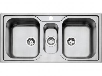 Cuba Dupla e Auxiliar de Sobrepor para Cozinha - Tramontina Inox Retangular 1mx50cm Prime 93831123