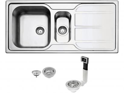 Cuba Simples e Auxiliar de Sobrepor para Cozinha - Tramontina Inox Retangular 100x50cm Prime Marea