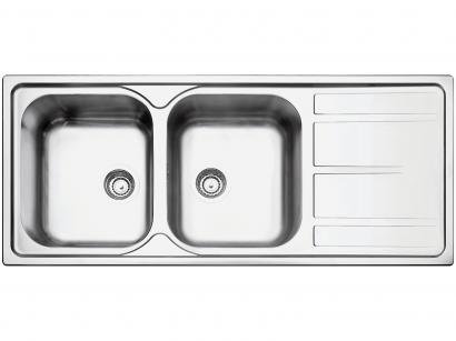 Cuba Dupla de Sobrepor para Cozinha Tramontina - Inox Retangular 116x50cm Prime Marea