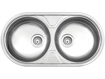 Cuba Dupla de Sobrepor para Cozinha Tramontina - Inox Redonda 85x44,2cm Prime Luna Duo