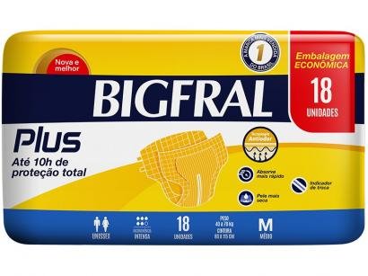Fralda Geriátrica Bigfral Plus Normal - Tamanho M 18 Unidades