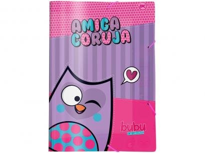 Pasta com Aba de Plástico 33,2x23,2cm - com Elástico Bubu e as Corujinhas DAC 2737