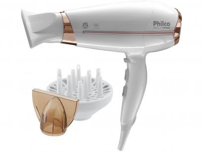 Secador de Cabelo Philco Branco e Rosê - Íon Tourmaline 2000W 2 Velocidades Beauty Rosê