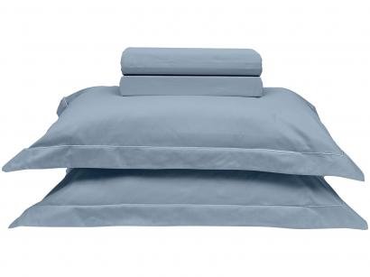 Jogo de Cama Queen Size 100% Algodão 200 Fios - Buettner Reffinata Color Azul Jeans 4 Peças