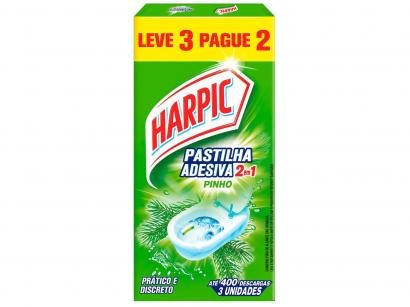 Desodorizador Sanitário Pastilha Adesiva Harpic - 2 em 1 Pinho 27g 3 Unidades
