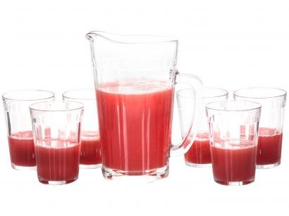 Conjunto de Jarra 1,2L e Copos 300ml de Vidro - Copo Americano 7 Peças