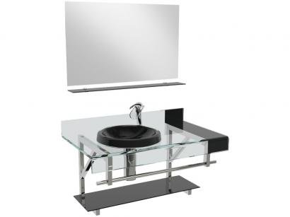 Gabinete para Banheiro de Vidro com Cuba e Espelho - VB Cristais Premium VB2014/70PR