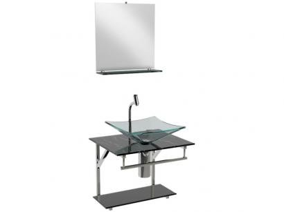 Gabinete para Banheiro de Vidro com Cuba e Espelho - VB Cristais Advance VB2023/50MPR
