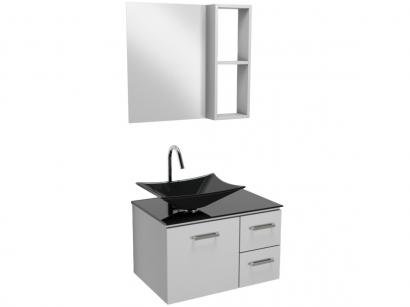 Gabinete para Banheiro de Vidro com Cuba e Espelho - 1 Porta 2 Gavetas VB Cristais VB5038D