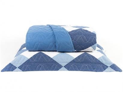 Colcha Casal Santista 100% Algodão 180 Fios Unique - Macramê Azul 3 Peças