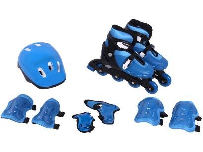 Patins in Line Infantil Radical Tam. M Azul - Bel Fix com Acessórios