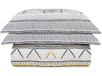 Colcha Queen Naturalle Percal 100% Algodão - 200 Fios Nairóbi Off White e Preto 3 Peças
