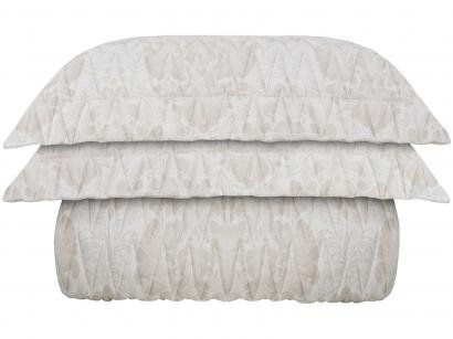 Colcha Queen Naturalle Percal 100% Algodão - 300 Fios Damask Fendi e Bege 3 Peças