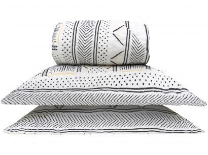 Jogo de Cama King Size 100% Algodão 200 Fios - Sultan Naturalle Nairobi Off White e Preto 4 Peças