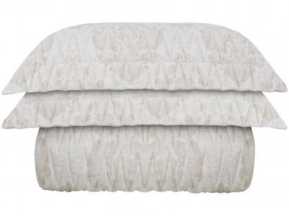 Colcha Casal Naturalle Percal 100% Algodão - 300 Fios Damask Fendi e Bege 3 Peças