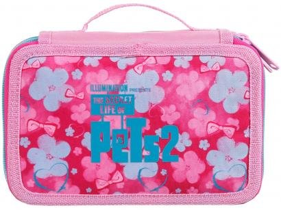 Estojo Escolar Quadruplo Pets 2 Rosa com Zíper - Generation Soft Dermiwil