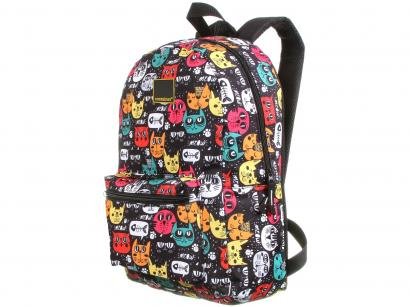 Mochila Juvenil Escolar Unissex Cats - Tam. G Dermiwil Container Preta