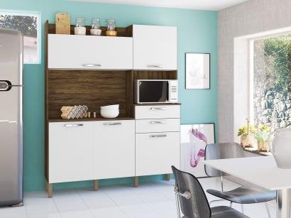 Kit Cozinha Kits Paraná Ravena com Balcão - com Tampo Nicho para Micro-ondas 5 Portas