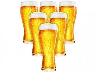 Jogo de Copos de Vidro para Cerveja Transparente - 400ml 6 Peças Ambev Budweiser