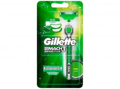 Aparelho de Barbear Gillette Mach3 Aqua-Grip - Sensitive + 2 Cargas