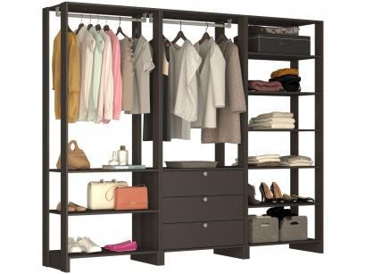 Closet Modulado 9 Prateleiras 3 Gavetas - Nova Mobile EY101-2-3.058
