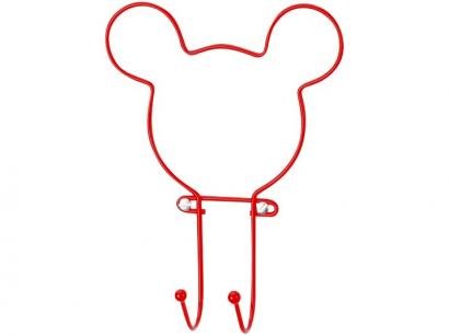 Cabideiro de Parede Vermelho 2 Ganchos Arthi - Mickey Mouse