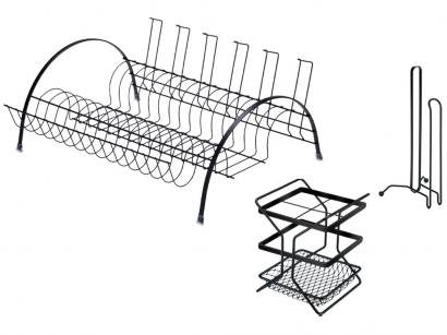 Suporte para Cozinha Arthi Black 9110 - 3 Peças