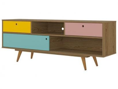 Rack para TV até 48" 1 Porta Pés Palito - Olivar Móveis Retrô Color