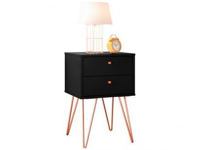 Mesa de Cabeceira 2 Gavetas Retrô Metal Bled - Olivar Móveis