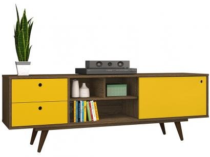 Rack para TV até 48" 1 Porta 2 Gavetas Pés Palito - Olivar Móveis Retrô 85