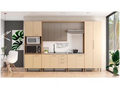 Cozinha Completa Kappesberg CB536-FRCH com Balcão - Nicho para Micro-ondas 15 Portas 3 Gavetas