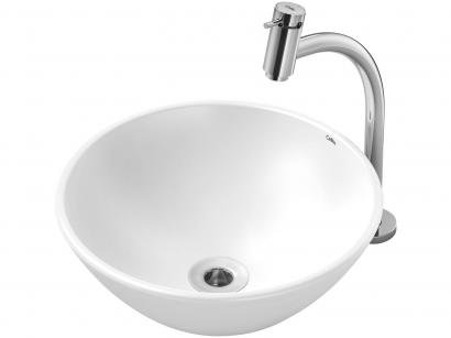 Cuba de Apoio Louça Sanitária Redonda 35x35cm - com Torneira Comum para Banheiro Basic Celite
