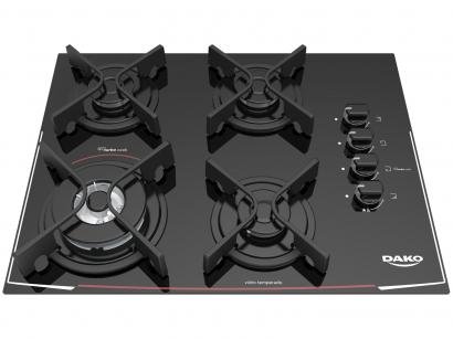 Cooktop 4 Bocas Dako a Gás GLP Preto - Tripla-Chama DC4VTZ PSO
