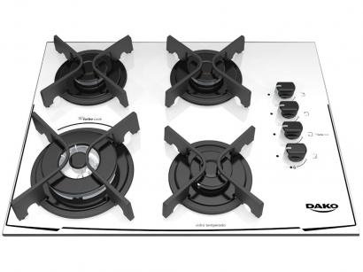 Cooktop 4 Bocas Dako a Gás GLP Branco - Tripla-chama DC4VTZ BSO