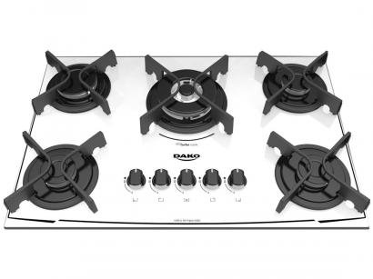 Cooktop 5 Bocas Dako a Gás GLP Branco Tripla-chama - DC5VTZ