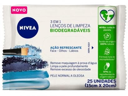 Lenço Demaquilante Nivea 3 em 1 Ação Refrescante - 25 unidades