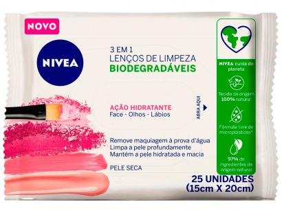 Lenço Demaquilante Nivea 3 em 1 Ação Hidratante - 25 Unidades