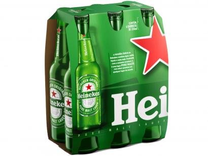 Cerveja Heineken Puro Malte Lager Premium - Long Neck 6 Garrafas de 330ml