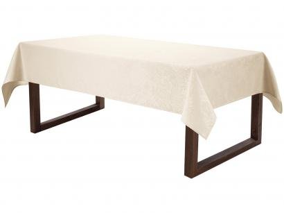 Toalha de Mesa Retangular Karsten Jacquard Bege - 160x220cm Sempre Limpa Mendi