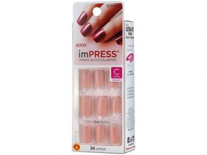 Unhas Postiças Autocolante Kiss New York Impress - Color Summer Love Nude Redonda Curta 24 Unidades