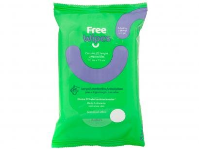 Lenço Umedecido Antisséptico Free Wipes - Free W01 20 Unidades