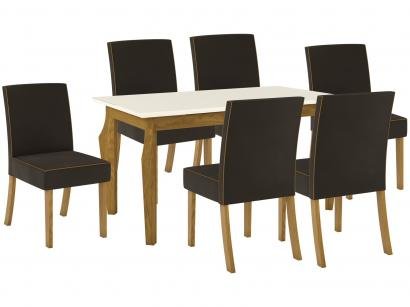 Mesa de Jantar 6 Lugares Retangular Tampo de Vidro - Henn Sofia