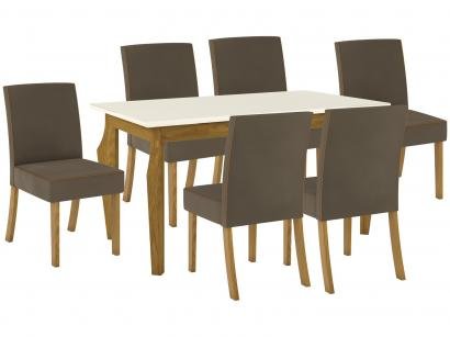 Mesa de Jantar 6 Lugares Retangular Tampo de Vidro - Henn Sofia