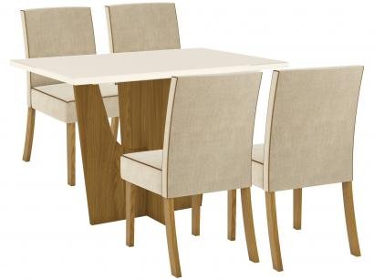 Mesa de Jantar 4 Lugares Retangular Tampo de Vidro - Henn Leonice