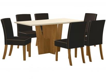 Mesa de Jantar 6 Lugares Retangular Tampo de Vidro - Henn Patrícia