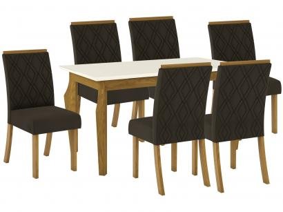 Mesa de Jantar 6 Lugares Retangular Tampo de Vidro - Henn Marisa