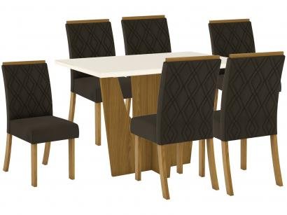 Mesa de Jantar 4 Lugares Retangular Tampo de Vidro - Henn Adriana