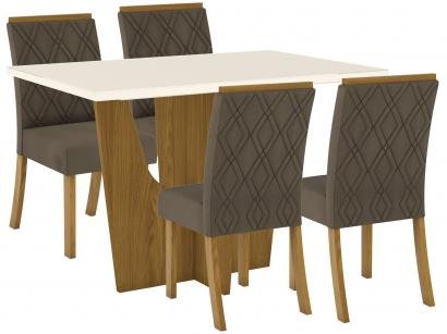 Mesa de Jantar 4 Lugares Retangular Tampo de Vidro - Henn Adriana