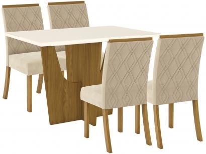 Mesa de Jantar 4 Lugares Retangular Tampo de Vidro - Henn Adriana